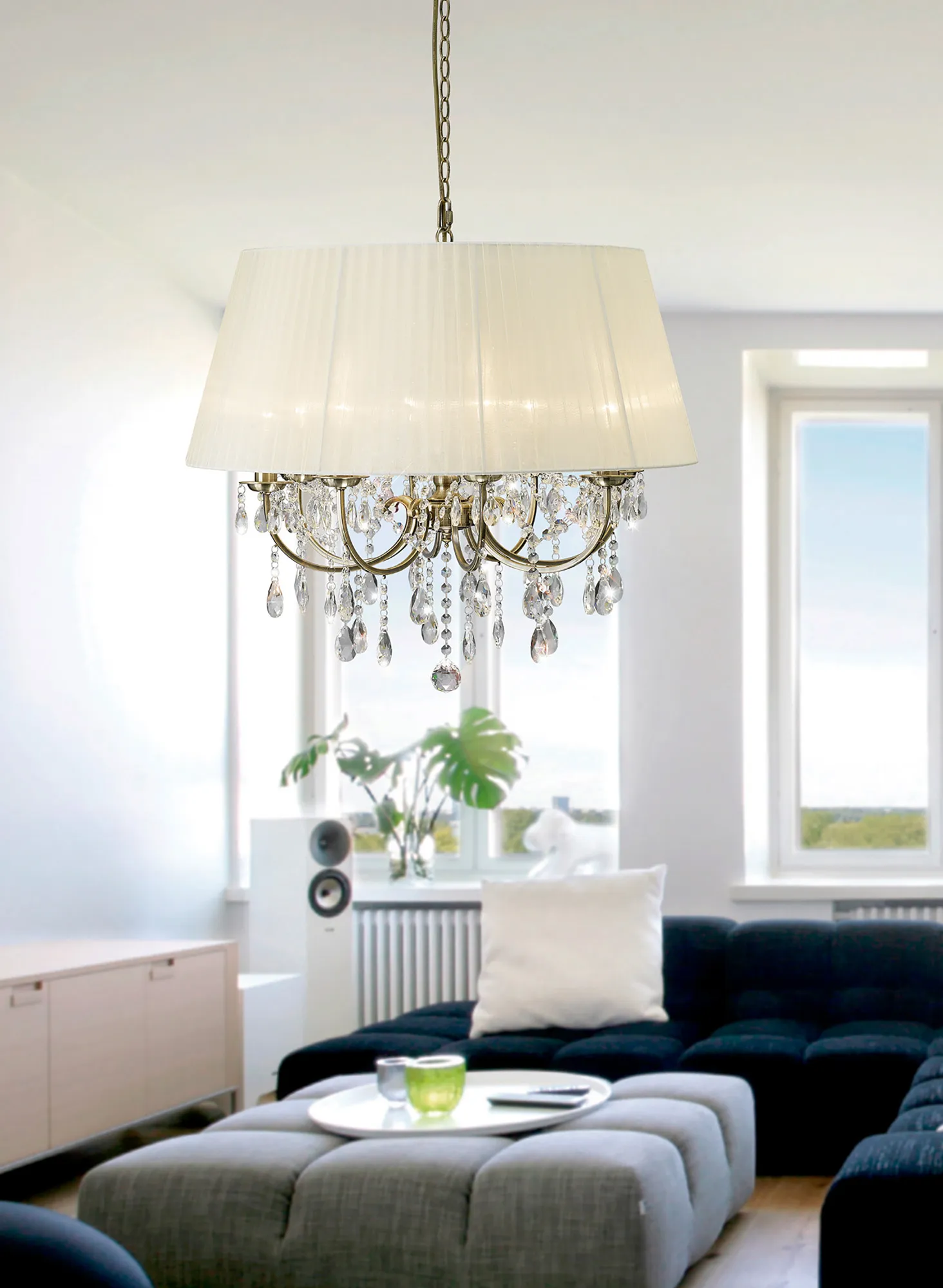 Olivia Antique Brass-Ivory Cream Crystal Ceiling Lights Diyas Shaded Crystal Fittings Olivia Antique Brass-Ivory Cream Crystal Ceiling Lights Diyas Shaded Crystal Fittings